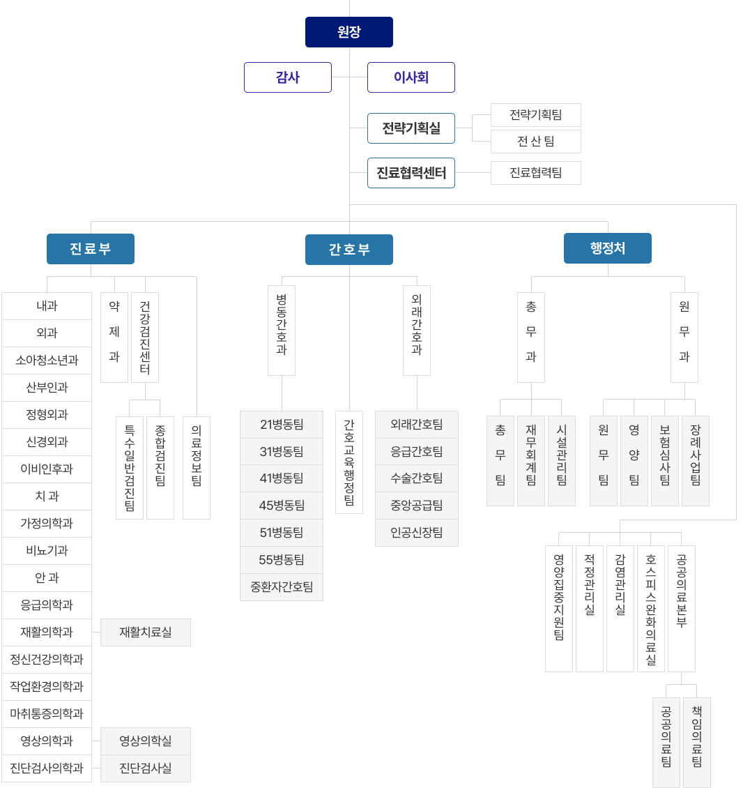 병원 조직도